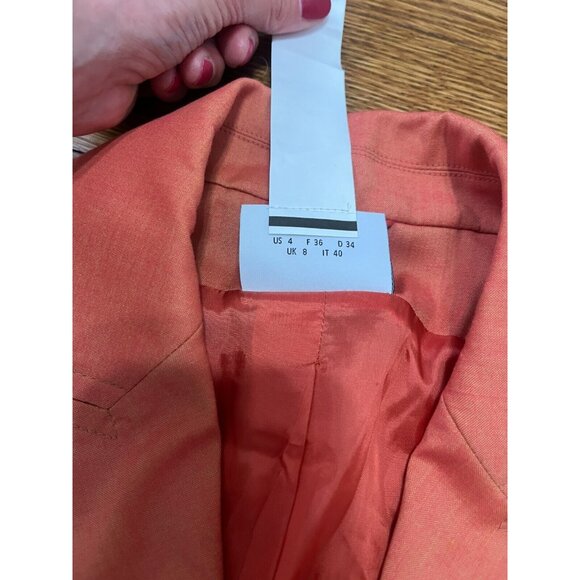 AKRIS PUNTO Orange Wool Blend Blazer Jacket Women's Size 4 Regular 2 Button - Picture 3 of 4